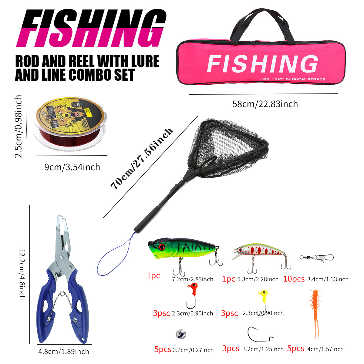 낚싯대 세트 풀 키트, 텔레스코픽 낚싯대와 스피닝 릴, - Fishing Equipment For Kids 리뷰 및 가격