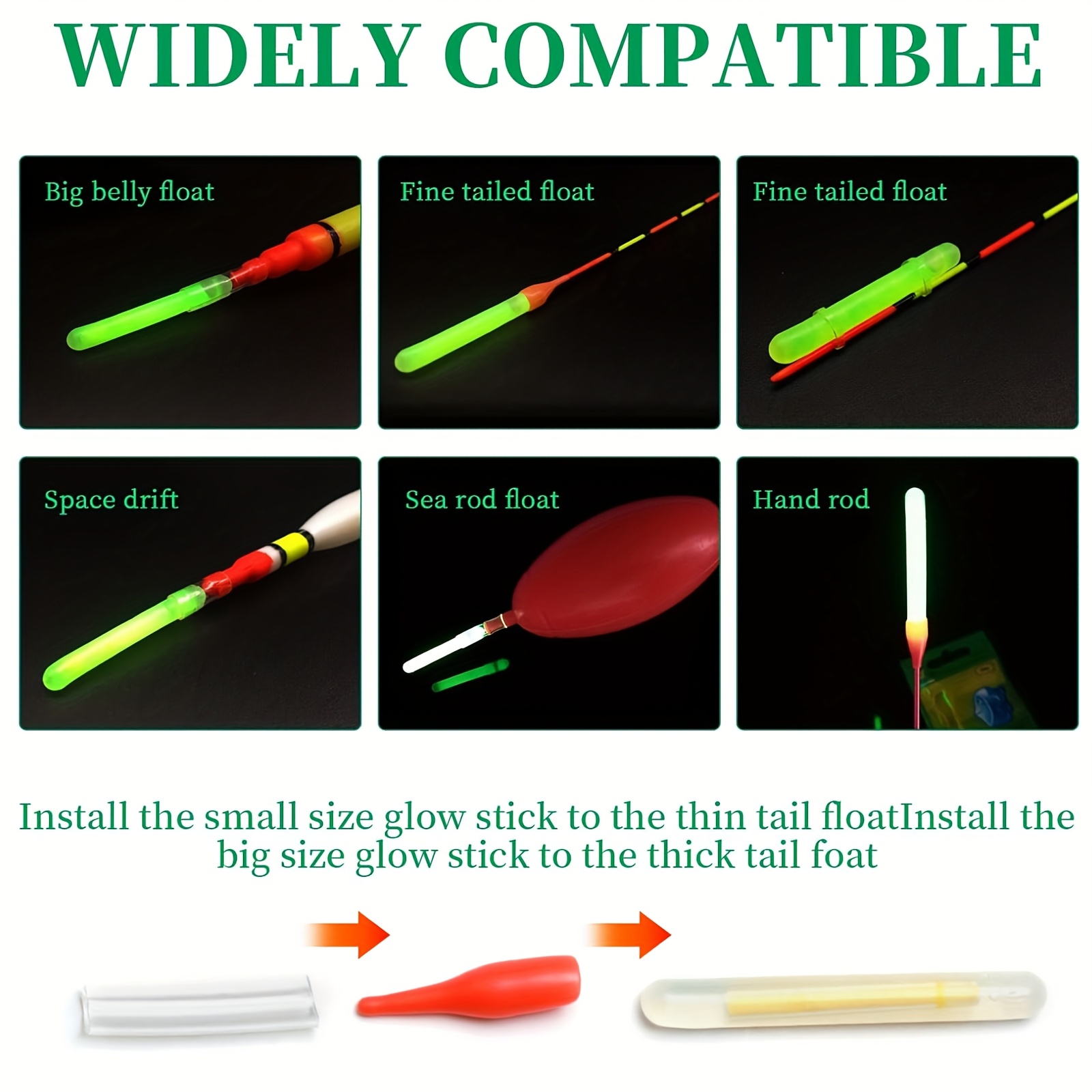 100PCS 낚시 글로우 스틱 세트, 막대 팁 조명 야 - Fishing Bobber Float 리뷰 및 가격